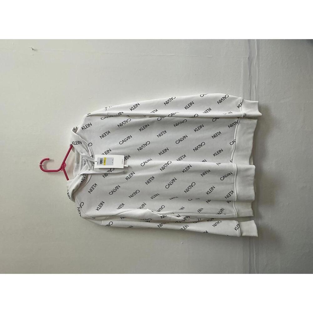 Calvin Klein White Logo Print Hoodie